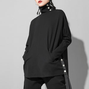 Irregular Streamer High Collar T-shirt