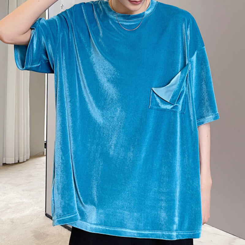 Velvet Solid Half Sleeve T-Shirt