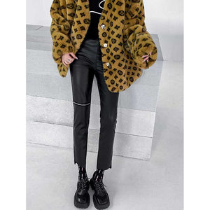 Retro Zipper PU Leather Pants