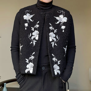 Winter Embroidered Pattern Wool Vest