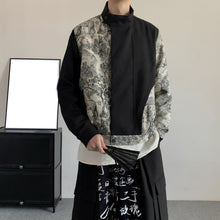 Load image into Gallery viewer, Spliced Stand Collar Ink Painting Jacquard Loose Jacket
