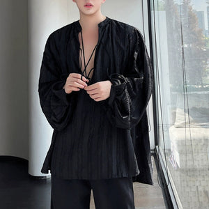 Strap Lantern Sleeve Loose Shirt