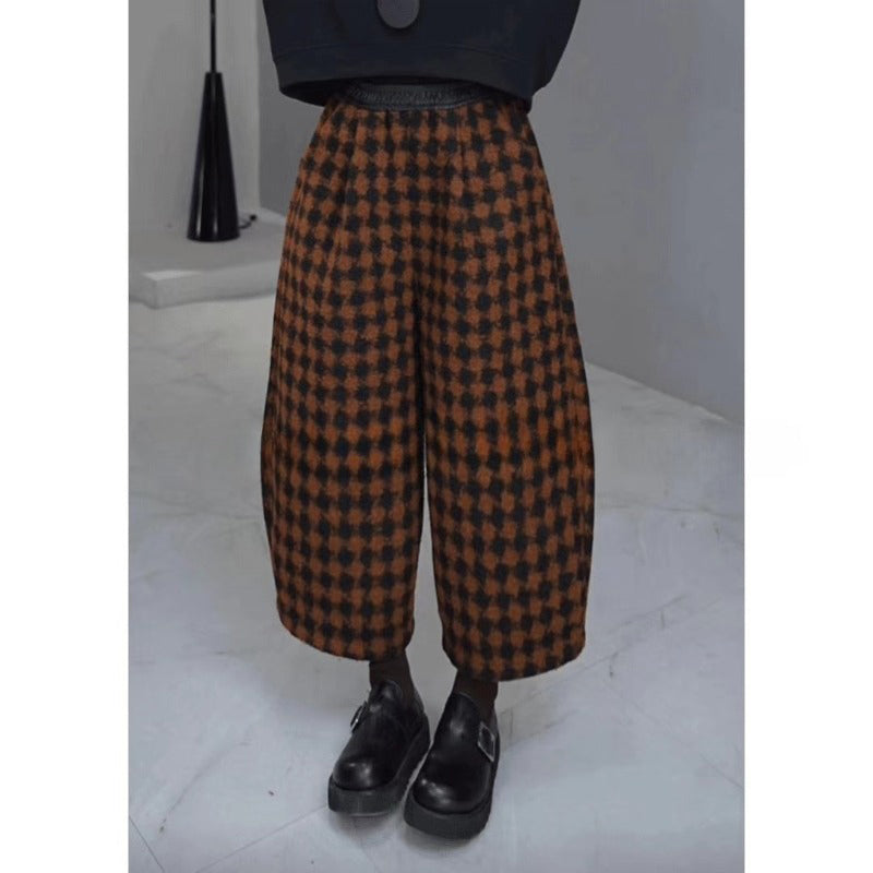 Retro Thickened Plaid Casual Pants