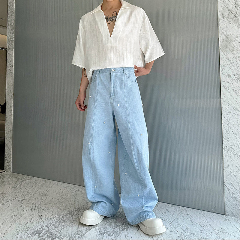 Vintage Pearl Wide Leg Straight Pants