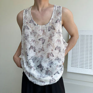 Butterfly Print Hollow Loose Vest