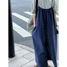 Load image into Gallery viewer, Vintage Blue Striped Jumpsuit Skirt
