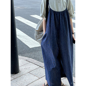 Vintage Blue Striped Jumpsuit Skirt