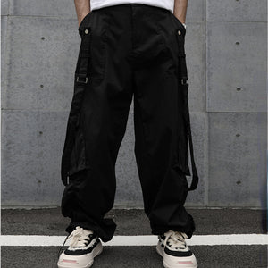 Street Ribbon Decorated Straight Trousers