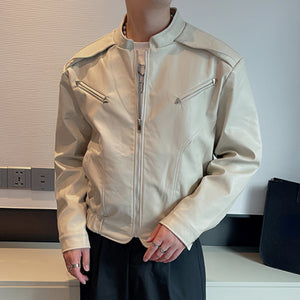 Stand Collar Zip Hem Elastic Jacket