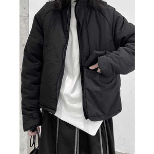 Stand Collar Large Pocket Irregular Jacket