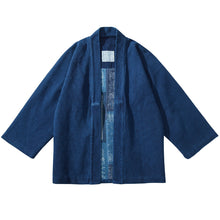 Load image into Gallery viewer, Indigo Dyed Stand Up Collar Kimono Jacket
