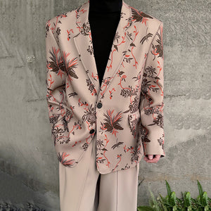 Retro Floral Printed Casual Blazer