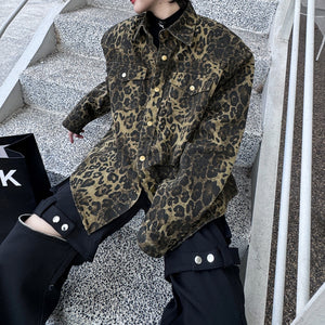 Leopard Print Long Sleeve Shirt Men's Jacket