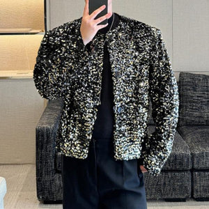 Sequined Collarless Cropped Jacket