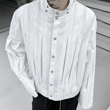 Load image into Gallery viewer, Studded Stand Collar Cropped Long Sleeve Shirt
