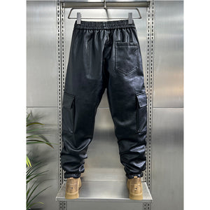 Leather Plush Thickened Casual Harem Pants