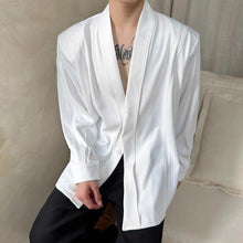 Load image into Gallery viewer, V-neck Padded Shoulder Long-sleeved Shirt
