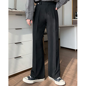 Diagonal Waist Tie Straight Suit Pants