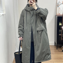 Load image into Gallery viewer, Padded Windbreaker Mid-Length Hooded Cotton Jacket
