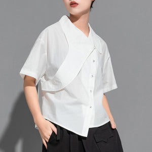 Solid Asymmetric Thin Short Sleeve T-Shirt