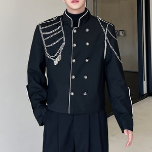 Chain Trim Stand Collar Jacket