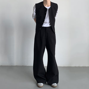 Simple Vest Wide-leg Pants Suit