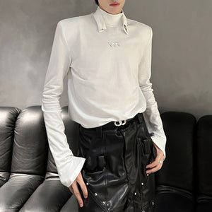 Shoulder Pad Metal Logo Bottoming Shirt