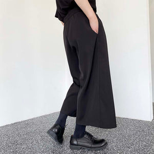 Double Hem Button Cropped Culottes