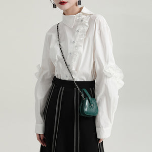 Ruffled Irregular Long Shirt