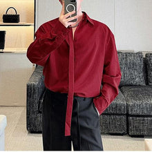 Load image into Gallery viewer, Detachable Lapel Ribbon Button-down Long-sleeved Shirt
