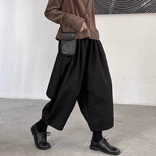 Load image into Gallery viewer, Autumn and Winter Nine-point Stitching Elastic Waist Wide-leg Pants
