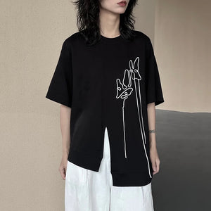 Irregular Round Neck Line T-shirt