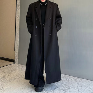 Double-breasted High-slit Webbing Trench Coat