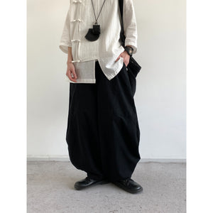 Loose Cotton And Linen Wide-Leg Pants