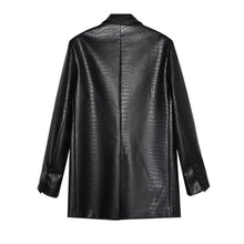 Load image into Gallery viewer, Crocodile Pattern Black Leather Suit Jacket
