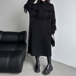 Fringed Knitted Sweater Dress