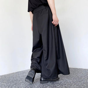 Double Layer Floral Panel Pleated Wide Leg Pants