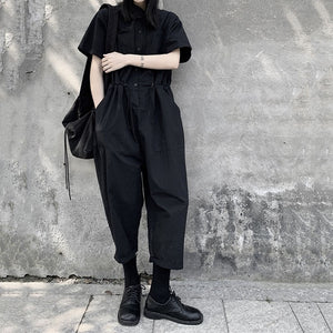 Women's Summer Black Loose Jumpsuit