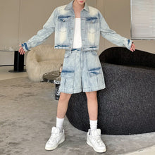 Load image into Gallery viewer, Detachable Denim Jacket With Three-Dimensional Pockets Two-piece Set
