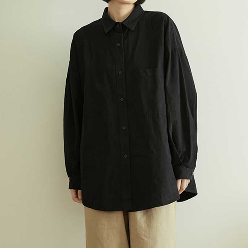 Loose Solid Color Long-sleeved Shirt