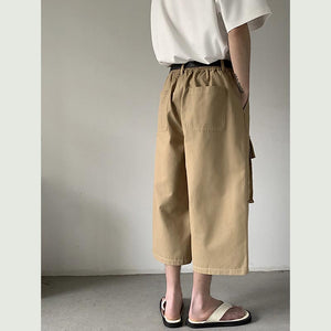 Summer Loose Wide Leg Cargo Cropped Pants