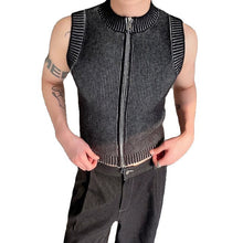 Load image into Gallery viewer, Stand Collar Zipper Short Knitted Stretch Vest
