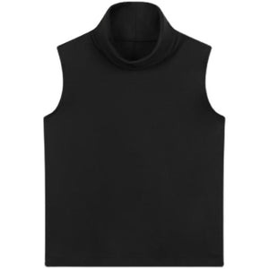 Pile Neck Sleeveless Vest Tops