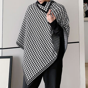 Vintage Houndstooth Cape Knitted Sweater