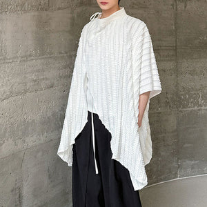 Irregular Pleated Pace-up Half-sleeve Silhouette Cape