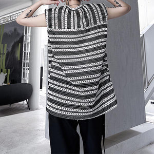 Thin Striped Shoulder Pads Sleeveless T-Shirt