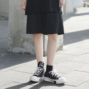 Summer Black Drawstring Loose Pants