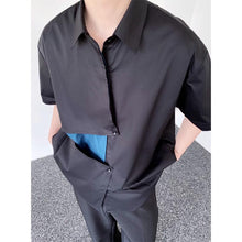 Load image into Gallery viewer, Double Fly Color Block Lapel Collar Shirt
