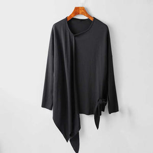 Asymmetrical Tie Loose Long Sleeve T-shirt