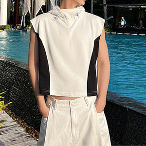 Cropped Hooded Sleeveless Sweatshirt